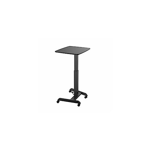 Kantek Mobile Sit Stand Laptop Cart, Adjustable Height (29"-49"), Rolling Laptop Computer Workstation 23.6" x 20.5", Foot Pedal Control, Steel Frame, Black - color: Black, style: Compact
