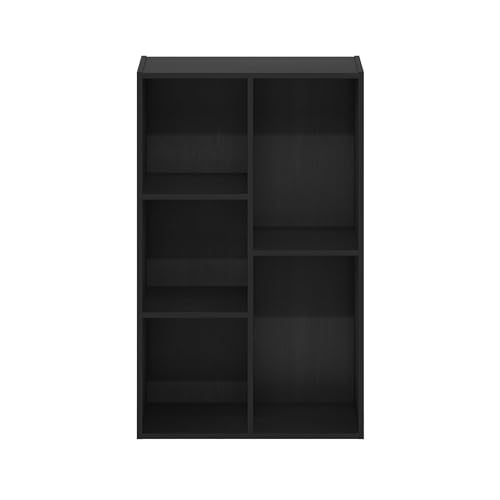 Furinno LUDER Book Shelf, 5-Cube Bookshelf, Reversible Bookcase with Open Shelves, 9.4 x 19.5 x 31.5, Easy Assembly, for Living Room, Bedroom, Home Office, Darkwood - color: Darkwood, size: 5-Cube, 9.4 x 19.5 x 31.5