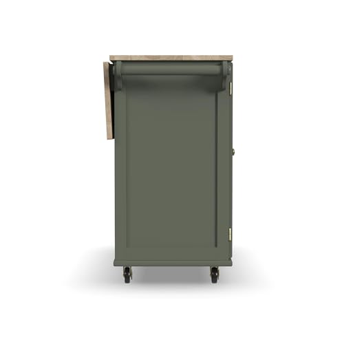 Homestyles Mobile Kitchen Island Cart with Wood Top and Dropleaf Breakfast Bar, 18" D x 53.5" W x 36" H, Green - color: Green