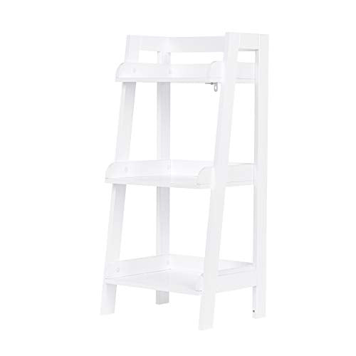 UTEX 3-Tier Ladder Shelf, Bathroom Shelf Freestanding, 3-Shelf Spacesaver Open Wood Shelving Unit, Ladder Shelf (White) - size: 3-Tier