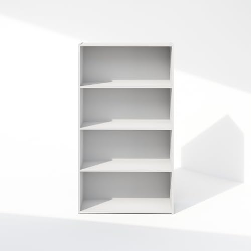 Furinno Simple Book Shelf, 4-Tier Bookshelf, Bookcase with Open Shelf, 9.4 x 23.6 x 41.7, for Living Room, Bedroom, Home Office, White - color: White, size: 4-Tier, Standard