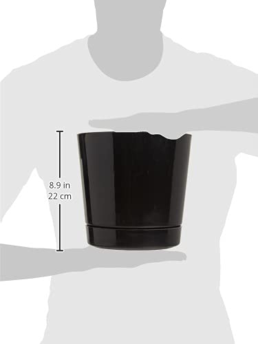 Root & Vessel Majestic Full Depth Round Cylinder Pot, Glossy Black, 8-Inch (10088) - color: Black, size: 8 Inch