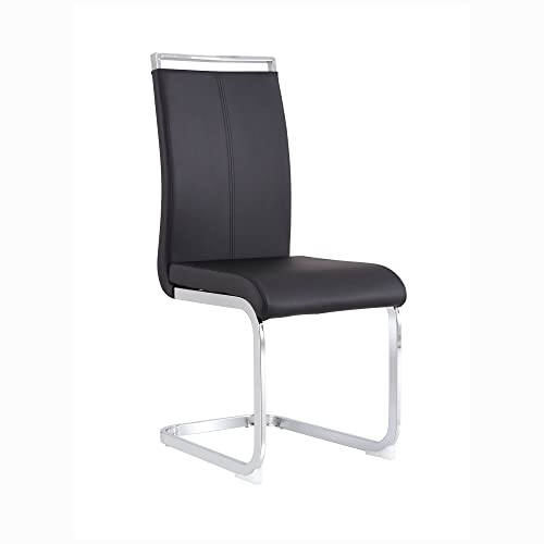 Baysitone Modern Dining Chairs Set of 2, Side & Kitchen Chairs with Faux Leather Padded Seat, High Back, for Dining, Kitchen, Living Room - Black - color: Black, size: Set of 2