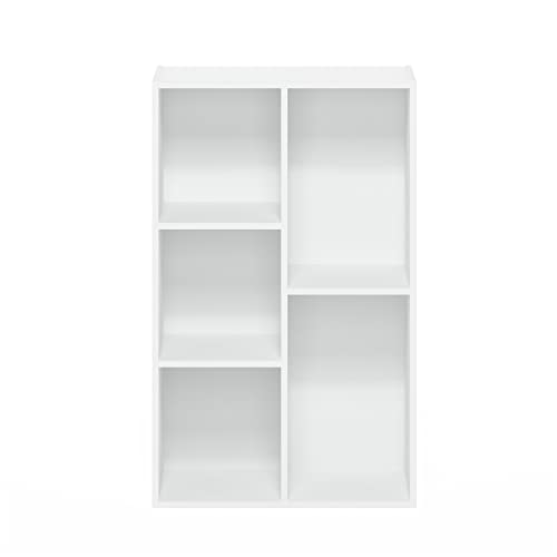 Furinno LUDER Book Shelf, 5-Cube Bookshelf, Easy Assembly Bookcase with Open Shelves, 9.4 x 19.7 x 31.5, for Living Room, Bedroom, Home Office, Plain White - color: Plain White, size: 5-Cube, 9.4 x 19.7 x 31.5