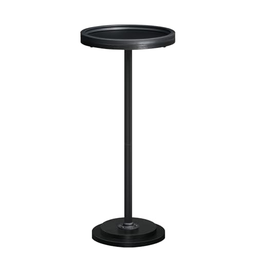 HOOBRO Small Round Side Table, Drink Table, Coffee Martini Table with Pedestal Accent for Small Spaces in Living Room, Bedroom, Sofa Couch, Black BB168BZ01 - color: Black