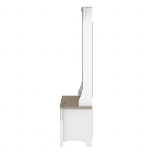 Bush Home Salinas Hall Tree with Shoe Storage Bench in Shiplap Gray and Pure White, Multi-Purpose Home Organizer, Entryway Solution with Seating and Hooks - color: Shiplap Gray/Pure White