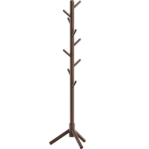Simple Houseware Wooden Coat Rack Stand, Hall Tree with 9 Hooks, Walnut | Adjustable Tree Rack for Entryway, Hallway, Bedroom, Office - color: Walnut, style: Modern