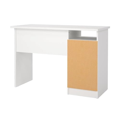 Pemberly Row Writing Desk, 43.31 in H x 19.09 in D x 29.92 in H, Engineered Wood, White Paper Foil Finish, 3 Smooth-Glide Storage Drawers, Open Shelf, Compact Home Office or Dorm Study Desk