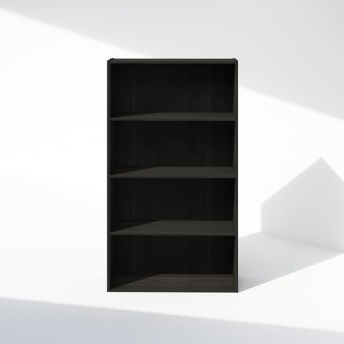 Furinno Simple Book Shelf, 4-Tier Bookshelf, Bookcase with Open Shelf, 9.4 x 23.6 x 41.7, for Living Room, Bedroom, Home Office, Espresso - color: Espresso, size: 4-Tier, Standard