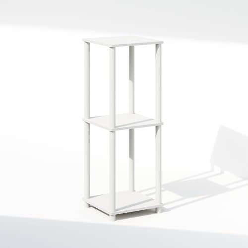 Furinno Turn-N-Tube Set of 2, Book Shelf, Stackable Bookshelf, Bookcase with Easy Assembly, 13.4 x 13.4 x 20, for Living Room, Bedroom, Home Office, White/White - color: White, size: 2-Tier, Round Tubes