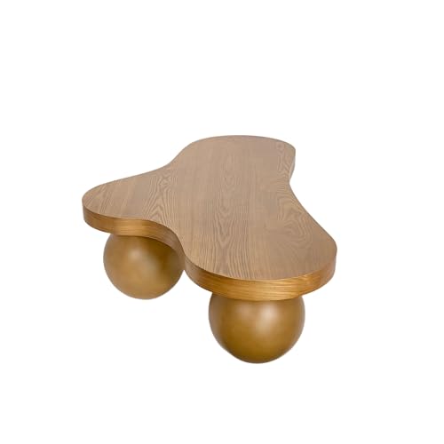 46" Cloud Coffee Table with 3 Ball Legs, Modern Irregular Center Table for Living Room, Low Cute Small MDF Tea Table for Bedroom, Space Apartment, Brown - color: Cloud -46"brown