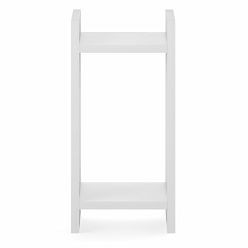 Furinno Viola Tall Side Table, 2-Tier Modern End Table with Open Shelf, 1.2-Inch Extra Thick Frame Night Stand, Open Back Bedside Table, Easy Assembly, for Living Room, Bedroom, White - size: 2-Tier, 31" Tall