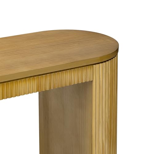 59.2-Inch Console Table for Entryway, Modern Hallway Table with Unique Vertical Stripe Design, for Living Room and Study (Natural-01) - color: Natural-01