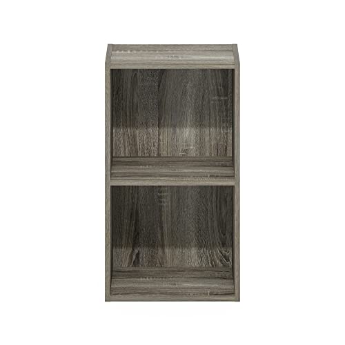 Furinno PASIR Book Shelf, 2-Tier Modern Bookshelf, Open Shelves Cube Bookcase, 9 x 12 x 21, Easy Assembly, Closed Back, for Living Room, Bedroom, Home Office, Grey Oak - color: Grey Oak, size: 2-Cube, 9 x 12 x 21