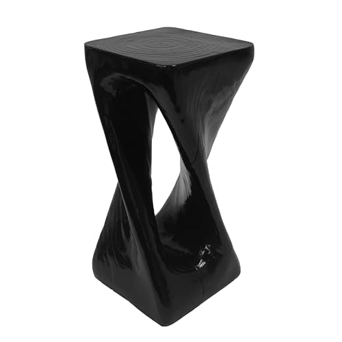 Merax Twist Shape MGO Accent Side Table, Unique Modern End Table with Wide Pedestal & Tabletop, Small Drink Tables for Living Room, Bedroom Night Stand Bedside Table, No Assembly Required, Black - color: Black, size: Twist Shaped