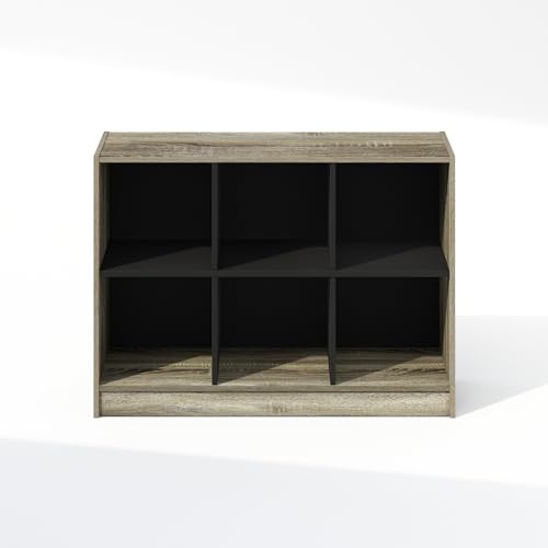 Furinno Basic Book Shelf, 3x2 Bookshelf, Cube Organizer Cabinet Bookcase with Shelf Storage, 11.9 x 31.6 x 23.6, for Living Room, Bedroom, Home Office, French Oak - color: French Oak
