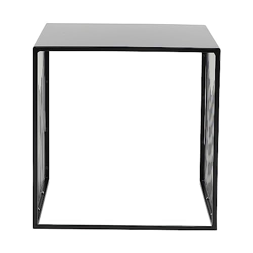 LeisureMod Mid-Century Design Square Side/End Table, Steel Powder Coated Finish, Perfect for Modern and Contemporary Living Space, Black - color: Black