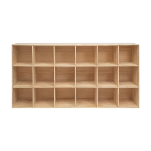 18 Cube Storage Organizer, Solid Wood Bookshelf, Vertical or Horizontal Bookcase, Open Cube Book Shelf, 70.9 in Cubes Organizer for Bedroom, Living Room, Office (70.9 X 11.8 X 35.4 in) - size: 70.9 X 11.8 X 35.4 in