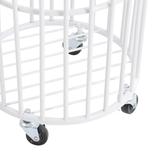 Rolling Laundry Basket Cart Metal Laundry Basket with Wheels,Portable Laundry Hamper Bathroom Dirty Clothes Storage, 11.8in Base Diameter, 14.2(D)×15.7in(H)(J) - size: J