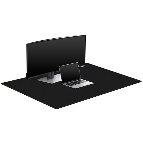 ZORESYN Leather Desk pad (47.24" x 31.50") - pu Leather Desk mat with Suede Base - Large Gaming Mouse pad Waterproof Table Mat Desktop Writing Pad Mouse Mat (Black) - color: Black, size: 47.2L x 31.5W inches