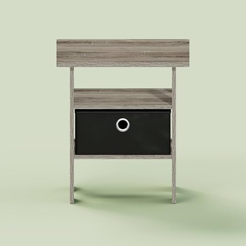 Ipoh End Table, Nightstand, Side Table with Bin Drawer for Small Spaces, Living Room, Bedroom, Olive Oak/Black - color: Olive Oak