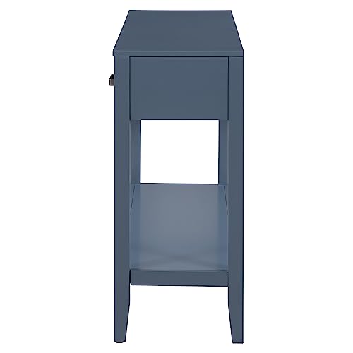 Merax Entryway Console Table with Storage, 3 Drawers Design/Wood Frame/Behind Couch & Sofa, Blue - color: Blue