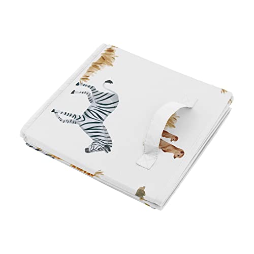 Sweet Jojo Designs Jungle Animals Foldable Fabric Storage Cube Bins Boxes Organizer Toys Kids Baby Set of 2 Dark Hunter Green Yellow Grey Black White Wildlife Safari Elephant Giraffe Monkey Leopard - color: Jungle Animals