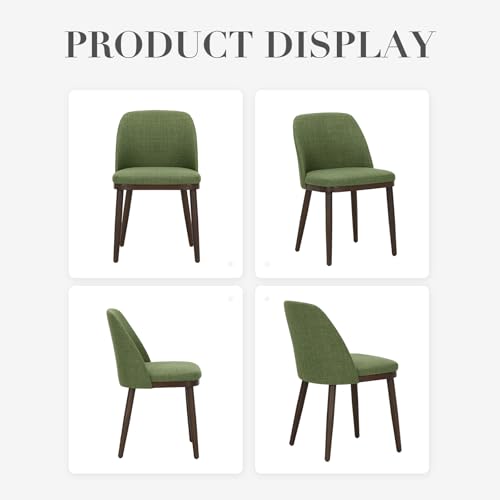 COLAMY Upholstered Dining Chairs Set of 2, Modern Kitchen Chairs with Back, Leather Side Dining Room Chairs with Wood Legs for Kitchen Dining Room Restaurant,Green - color: Green, size: Set of 2
