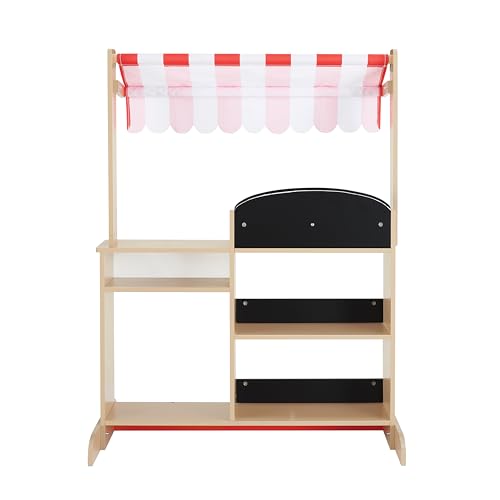 Teamson Kids My Little Helper Market Stand Playset, Multicolor | Multicolor, With Awning, Produce Stand - style: Red Market Stand
