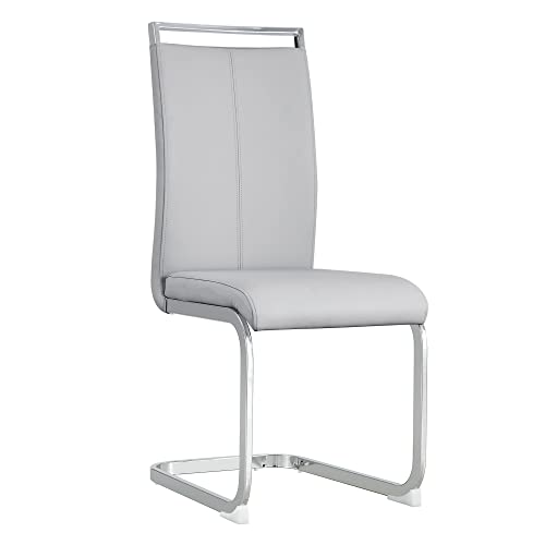 Baysitone Modern Dining Chairs Set of 2, Side & Kitchen Chairs with Faux Leather Padded Seat, High Back, for Dining, Kitchen, Living Room - Light Grey - color: Light Grey, size: Set of 2