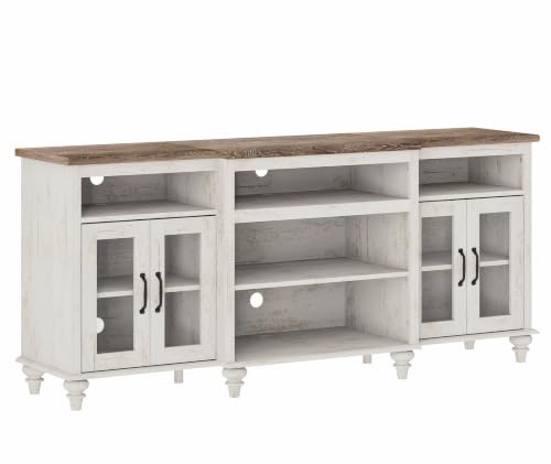 WAMAPT Buffet Cabinet with 4 Glass Doors, Large Coffee Bar Tables Wood Kitchen Storage Cabinets with 9 Storages, Modern Farmhouse Sideboard Credenza, Rustic White, 70 inch - color: Rustic White