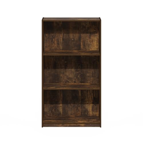 Furinno Basic Book Shelf, 3-Tier Modern Bookshelf, Bookcase with Open Shelves, 9.3 x 21.8 x 39.5, for Living Room, Bedroom, Home Office, Amber Oak - color: Amber Oak, size: 3-Tier
