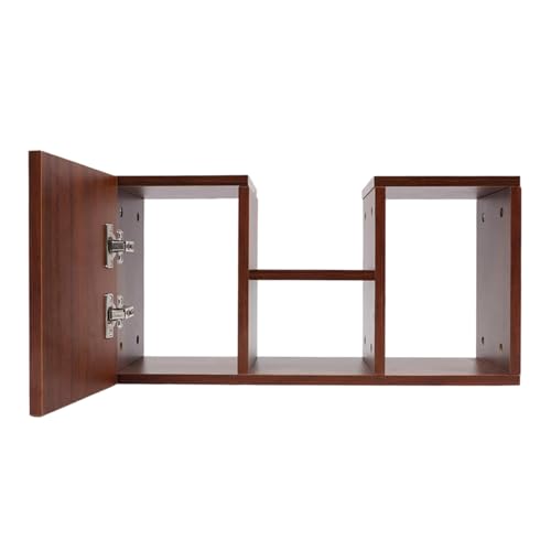 Wall Mounted Bookshelf with Moveable Cabinets, Multifunctional Folding Floating Desk, Fold Down Laptop Table with Storage Shelves for Bedroom Study Room Space Saving Small Space Garage (Walnut) - color: Walnut