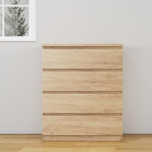 Nightstand with Drawers, Bedside Table with Drawers, Sofa Side Table Storage Cabinet, Night Stand for Bedroom Living Room (1, 4 Drawers Nature, 31.5" W×15.7" D×38.1" H) - color: 4 Drawers Nature, 31.5"w