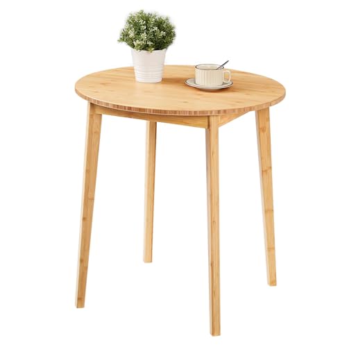 HOOBRO Bamboo Dining Table, Round Dining Table for 2, 27.5" Kitchen Table for Small Space, Writing Table, Easy to Assemble, for Dining Room, Living Room, Office, Kitchen, Apartment, Natural YL71CZ01G1 - color: Natural