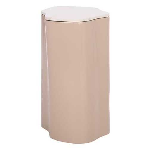 SAFAVIEH Home Collection – Kanon Taupe Base & White Marble Top Accent Table, Sculptural Modern Design, Fully Assembled (ACC3235A) - color: White/Taupe