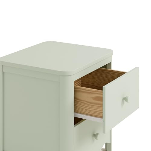 Storkcraft Casablanca 2 Drawer Nightstand, Sage | GREENGUARD Gold Certified, Storage for Kids Bedroom, Premium Wood Nightstand with Iconic Wave Detailing and Rounded Posts - color: Sage, style: Nightstand