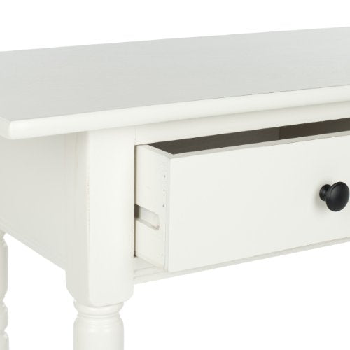 SAFAVIEH Home Collection – Rosemary Distressed Cream Console Table with Drawers & Shelf, Classic Contemporary Storage Console, Turned Leg Design (AMH5705C) - color: Distressed Cream