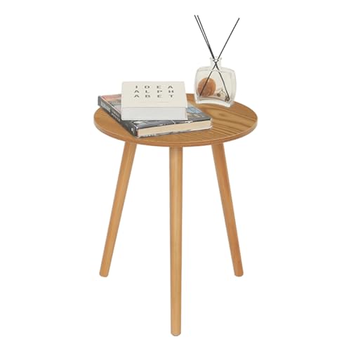 AWASEN Round Side Table, Small End Table for Living Room, Modern Accent Coffee Side Table with Solid Wood Legs for Small Space, Easy Assembly, Brown - color: Brown Walnut