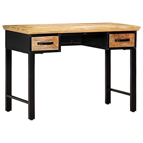 vidaXL Writing Table 43.3"x19.6"x29.9" Solid Mango Wood | Plenty of room to keep your stuff organized, Made from solid mango wood, Shiny finish mixes style with functionality