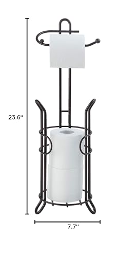 SunnyPoint Freestanding Toilet Paper Holder with Storage – Holds 3 Spare Rolls, Heavy-Duty Steel, Oil Bronze Finish, Easy Assembly, Space-Saving Bathroom Organizer - color: Bronze