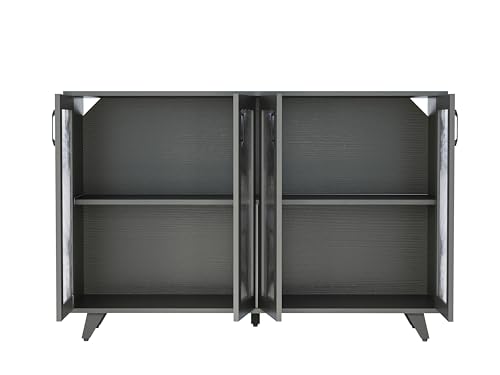 Panana Kitchen Buffet Server Table Accent Sideboard Cupboard Server Buffet Console Table with Doors Cabinet (49inch, Black) - color: Black, size: 49inch