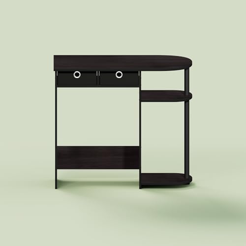 Ipoh Computer Desk, 32 Inch Writing Desk, Study Desk with Side Shelves and Bin Storage, for Home Office, Study Room, Mocha Charcoal - color: Mocha Charcoal