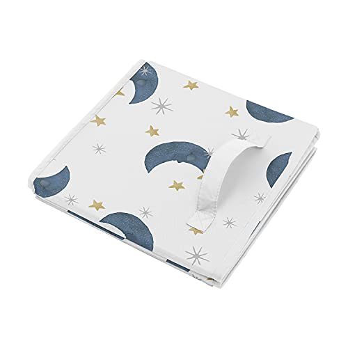 Sweet Jojo Designs Moon and Star Foldable Fabric Storage Cube Bins Boxes Organizer Toys Kids Baby Children's - Set of 2 - Navy Blue and Gold Watercolor Celestial Sky Gender Neutral Outer Space Galaxy - color: Moon Bear