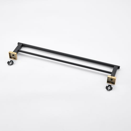 Miyili Double Bath Towel Bar 24-Inch SUS 304 Stainless Steel Towel Holder Rack for Bathroom Black & Gold, A02BG60B - color: Black & Gold, size: 24-Inch