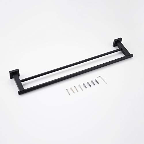 Miyili 23.6-Inch Matte Black Double Towel Bar - SUS 304 Stainless Steel Bathroom Towel Holder Rack - color: Matte Black, size: 24-Inch