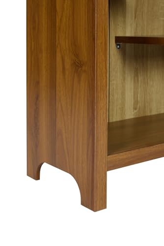 43.3" Tall Freestanding Arched Wooden Bookshelf with 4-Tier Shelf, Modern Asymmetrical Open Shelf Display Curved Book Case, Entryway Accent Short Arched Bookcase for Office, Kitchen, Living Room - color: Asymmetrical Walnut 43.3"