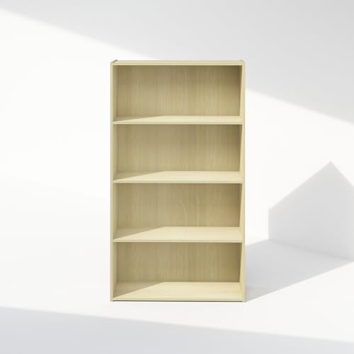 Furinno Simple Book Shelf, 4-Tier Bookshelf, Bookcase with Open Shelf, 9.4 x 23.6 x 41.7, for Living Room, Bedroom, Home Office, Steam Beech - color: Steam Beech, size: 4-Tier, Standard