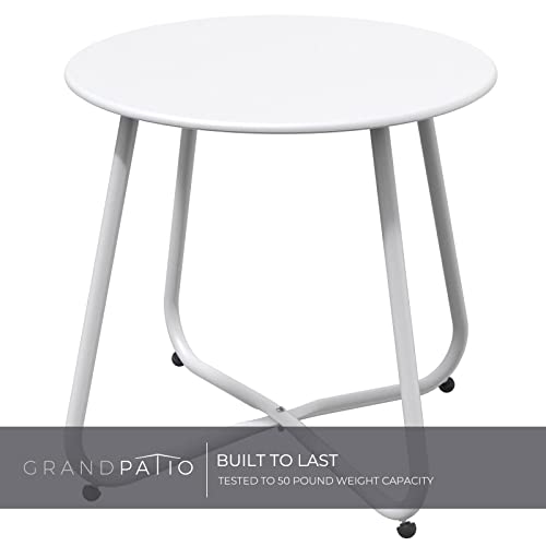 Grand patio Outdoor Side Table 18-inch Round End Table Accent Table for Bistro Balcony Apartment White - color: Round Feet, White