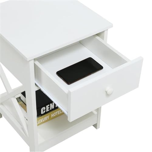 Convenience Concepts Oxford 1-Drawer End Table with Shelf, White